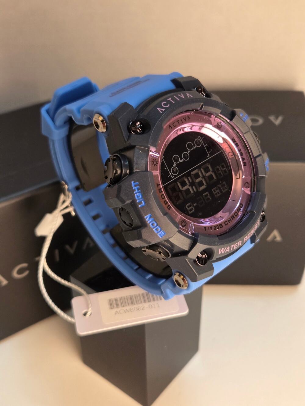 Activa X Invicta ACW8082-011 Digital shock Sport Watch Blue Pink 50mm New NIB
